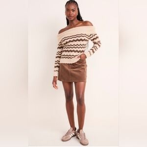Francesca's Brown Corduroy Mini Skirt